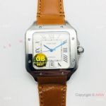 (GB) SWISS Replica Cartier Santos De SS Brown Leather Strap Watch